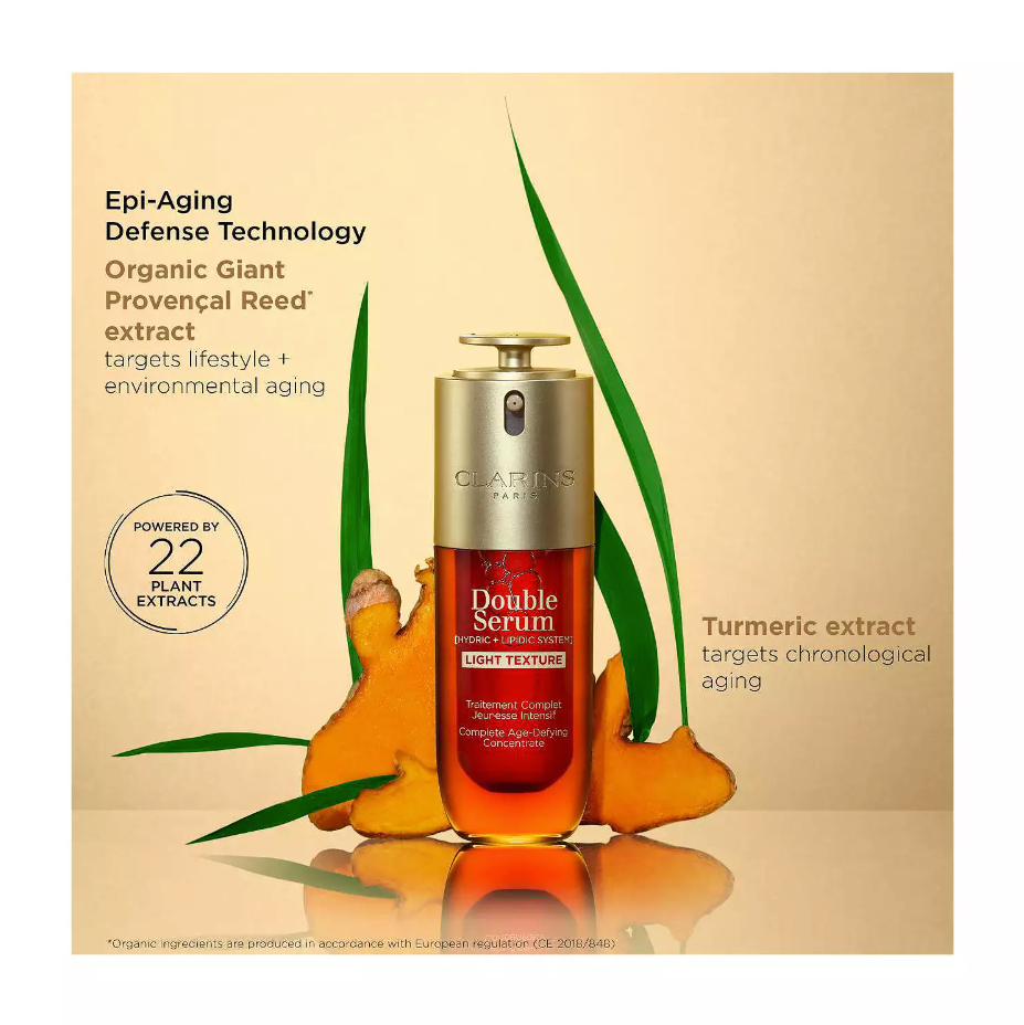 Clarins Double Serum Light Texture Anti Aging to Firm, Boost Radiance, Refine Pores