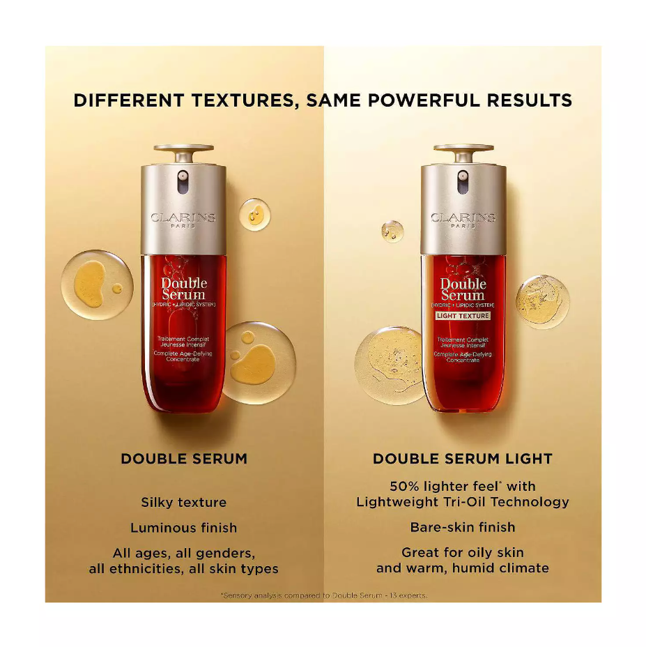 Clarins Double Serum Light Texture Anti Aging to Firm, Boost Radiance, Refine Pores