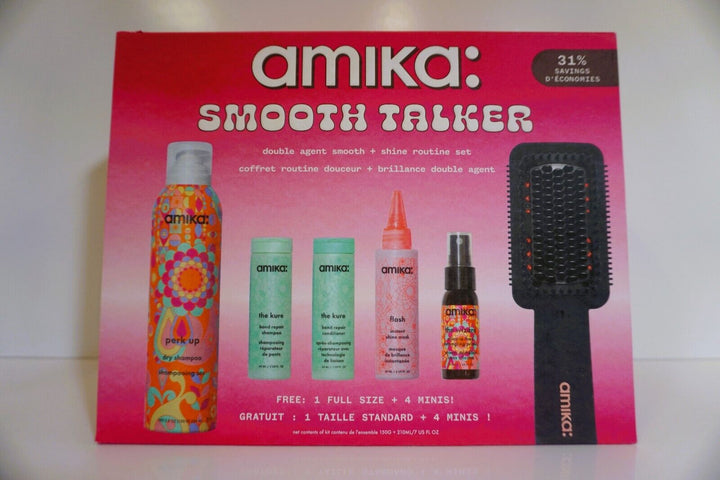 amika Smooth Talker Double Agent Straightening Blow Dry Brush Hair Set