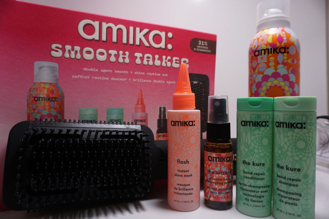 amika Smooth Talker Double Agent Straightening Blow Dry Brush Hair Set